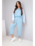Dámský komplet máslový s lampasem a pružným lemem modrý Dámský komplet máslový s lampasem a pružným lemem modrý