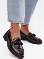 Dámské lakované mokasíny s korálky S.Barski HY52-541 Černé