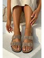 Dámské Pantofle Hnědé s Přezkami