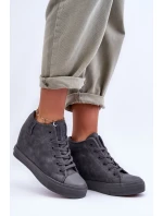 Dámské Kožené Tenisky Na Koturnu Big Star Šedé Dámské Kožené Tenisky Na Koturnu Big Star Šedé