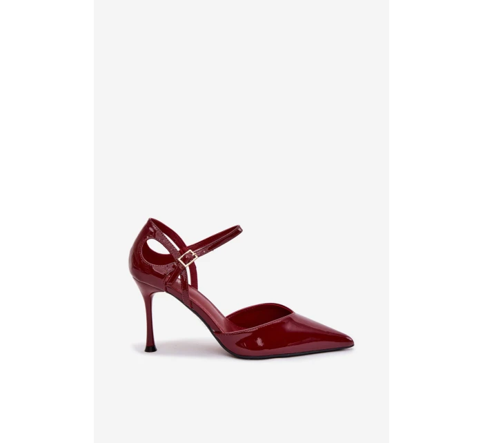 Dámské lakované lodičky s páskem Bordové Tarilin