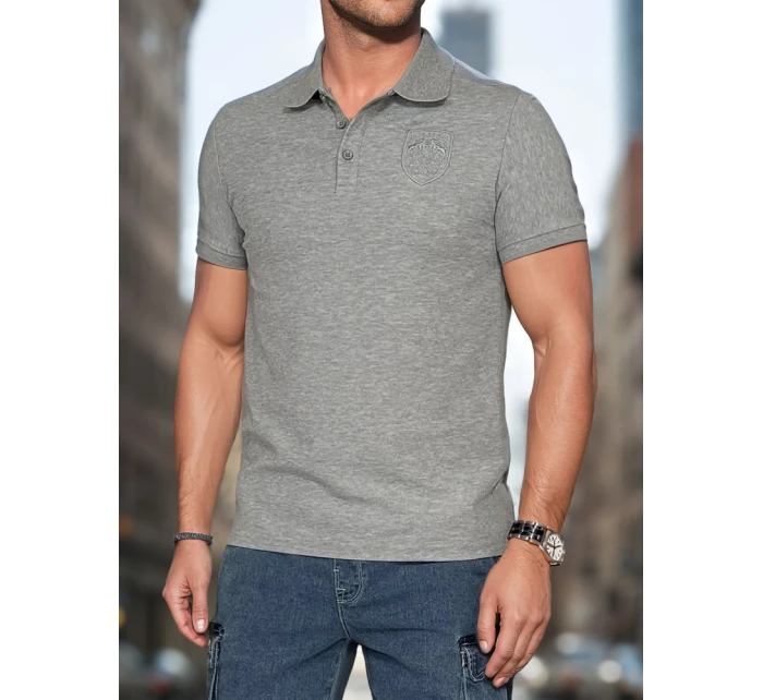 Pánská polokošile s nášivkou šedá Dstreet model 21987844 - FashionStreet