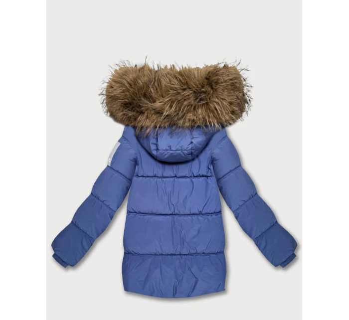 Světle modrá péřová bunda s kapucí model 21809049 - HAPPY HOUSE Světle modrá péřová bunda s kapucí model 21809049 - HAPPY HOUSE