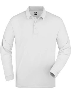 Daiber JN 22 Piqué polo s dlouhým rukávem z těžké bavlny 02.0022 white