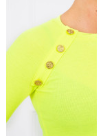 Šaty s ozdobnými knoflíky žluté neonové