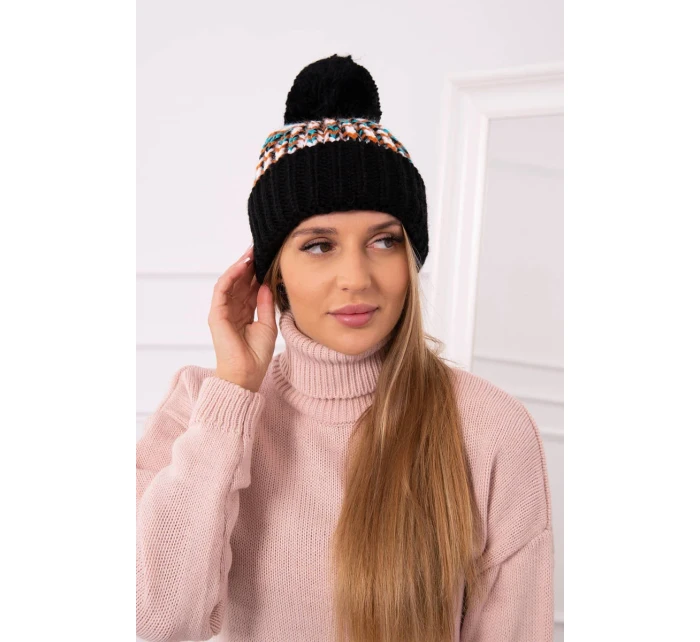 Dámská čepice Ellen s bambulí K325 černá Dámská čepice Ellen s bambulí K325 černá