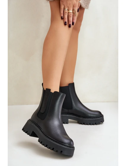 Kožené Zateplené Kozačky Chelsea Dámské Big Star OO274A386 Černé