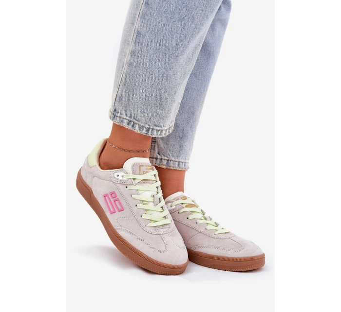 Semišové Sportovní Boty Tenisky Dámské D.Franklin Ztlumená Bílá DFSH387005