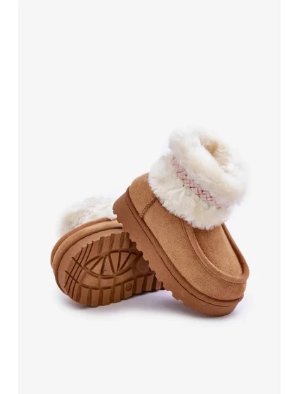 Sněhule Kotníkové Dětské Boty S Kožešinou A Vzorem Camel Melefia