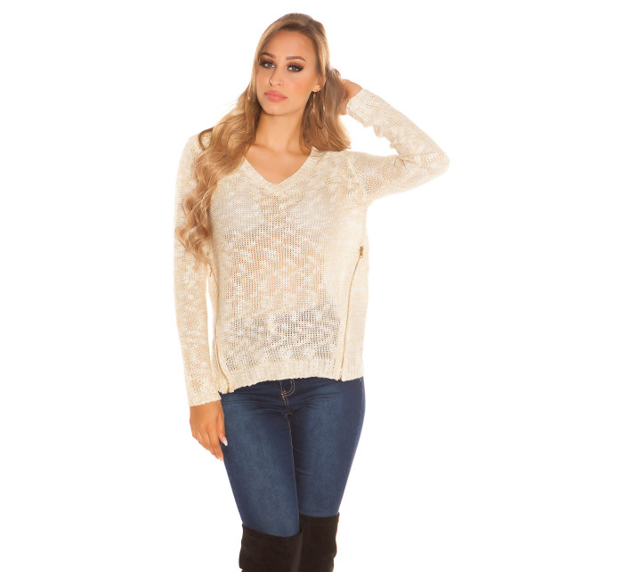 Trendy pletený svetr se zipy