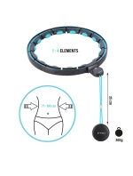 MAGNETICKÝ HULA HOP SET ČERNÝ/TYRKYSOVÝ HHM17 S POČÍTADLEM HMS + ZEŠTÍHLUJÍCÍ PÁS BR163 ČERVENÝ