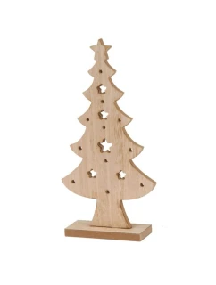 OZDOBNÝ DŘEVĚNÝ VÁNOČNÍ STROMEK 32CM HVĚZDA