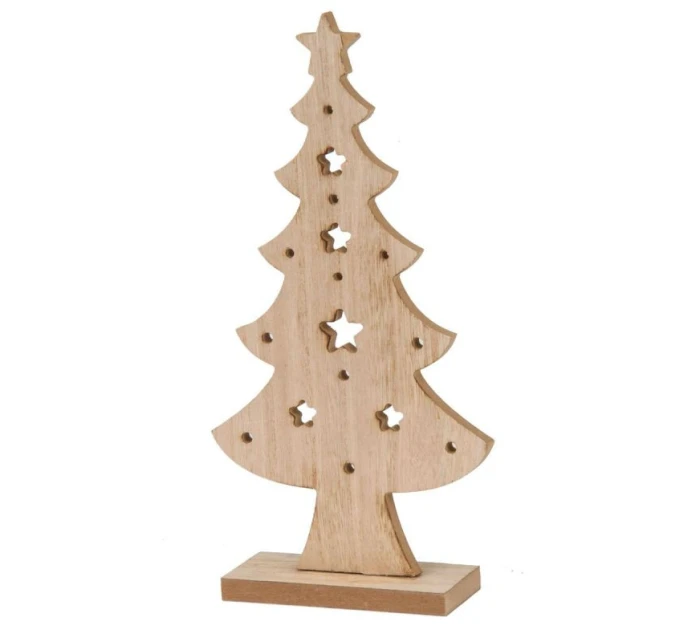 OZDOBNÝ DŘEVĚNÝ VÁNOČNÍ STROMEK 32CM HVĚZDA