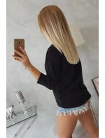 Americká dívčí grafická halenka černá S/M - L/XL