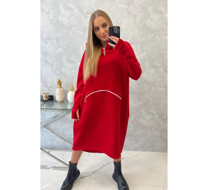 Zateplené šaty s kapucí červené Zateplené šaty s kapucí červené