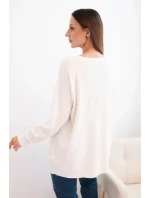 Dámský svetr s delším zadním dílem a  béžový model 21731268 - K-Fashion