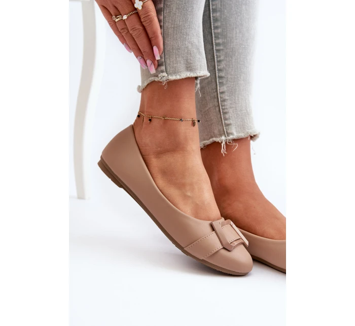 Baleríny S Páskem A Ozdobou Eko Kůže Tmavě Béžové model 21657023 - Boto