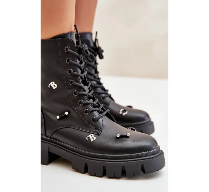 Dámské Boty Pracovní S Ozdobami Eko Kožené Černé model 21670378 - Boto