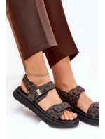 Materiálové dámské sandály na platformě černo-hnědé Leriot Materiálové dámské sandály na platformě černo-hnědé Leriot