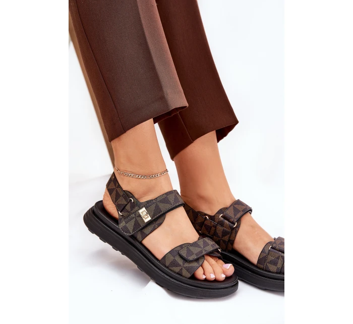 Materiálové dámské sandály na platformě černo-hnědé Leriot Materiálové dámské sandály na platformě černo-hnědé Leriot