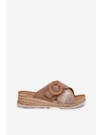 Dámské Klapky Na Platformě S Ozdobnou Přezkou Hnědé Inblu RV000012