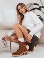 Dámské semišové šněrovací boty velbloudí barvy FashionStreet ZY1236