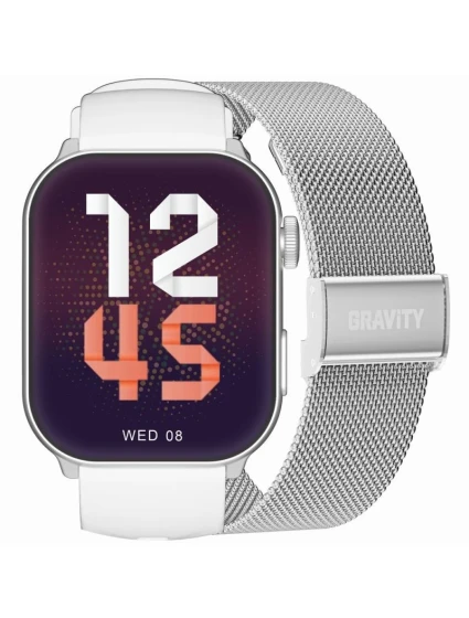 Dámské chytré hodinky GRAVITY GT28-10 Řemínek + náramek Bílá Stříbrná Dámské chytré hodinky GRAVITY GT28-10 Řemínek + náramek Bílá Stříbrná