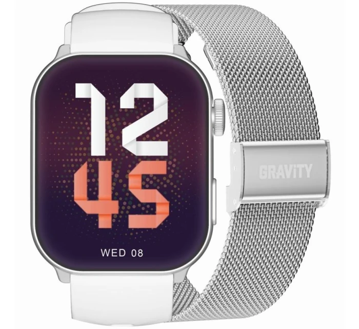 Dámské chytré hodinky GRAVITY GT28-10 Řemínek + náramek Bílá Stříbrná Dámské chytré hodinky GRAVITY GT28-10 Řemínek + náramek Bílá Stříbrná