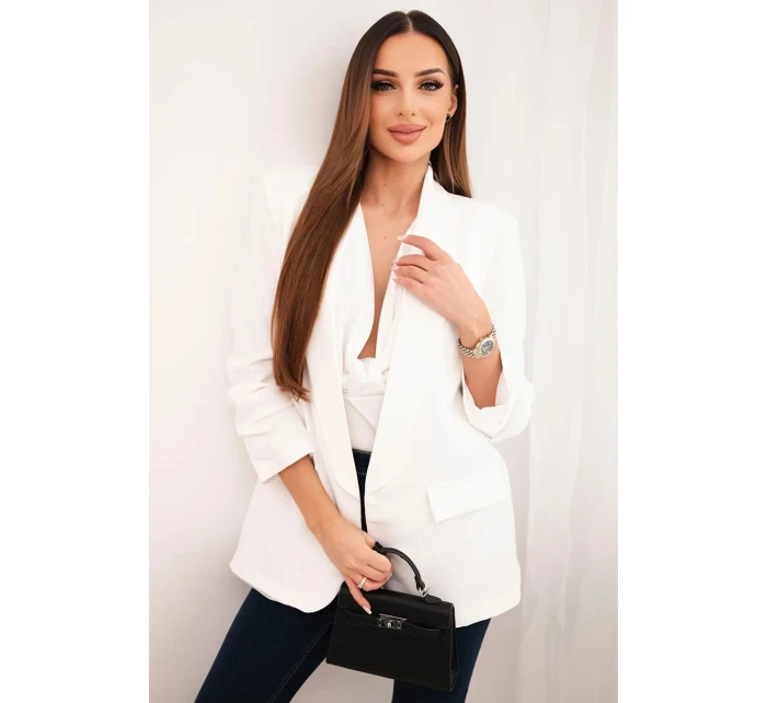Sako s klopami elegantní ecru