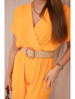 Kombinéza s ozdobným páskem v pase pomeranč Kombinéza s ozdobným páskem v pase pomeranč