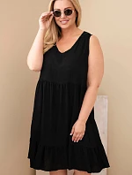 Dámské šaty Plus Size viskózové s krajkou bez rukávů černá