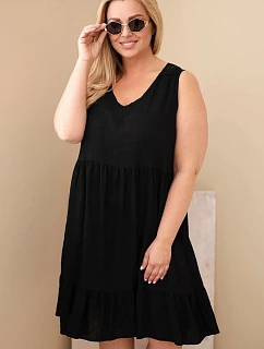 Dámské šaty Plus Size viskózové s krajkou bez rukávů černá