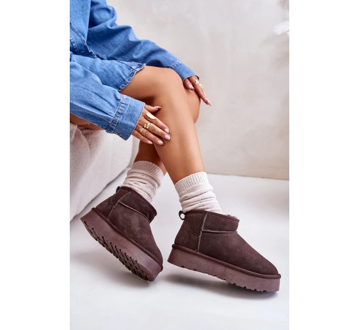 Módní Semišové Nízké Sněhule Hnědé model 21671731 - Boto Módní Semišové Nízké Sněhule Hnědé model 21671731 - Boto