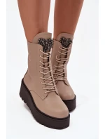 Kožené dámské kotníky s ozdobou vyhřívané béžové Ulrika Kožené dámské kotníky s ozdobou vyhřívané béžové Ulrika