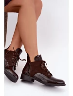 Zateplené kozačky model 22557195 Hnědé - VINCEZA