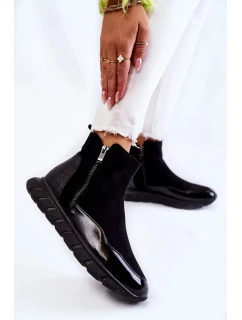 Semišové Dámské Kozačky Tenisky Černe Anita