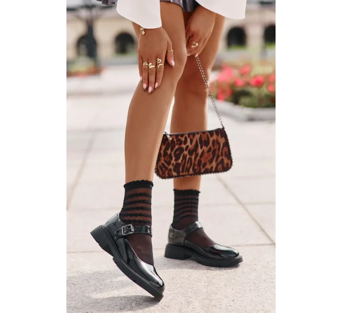 Lakované Polobotky Dámské S Páskem Černé Vinceza Lakované Polobotky Dámské S Páskem Černé Vinceza