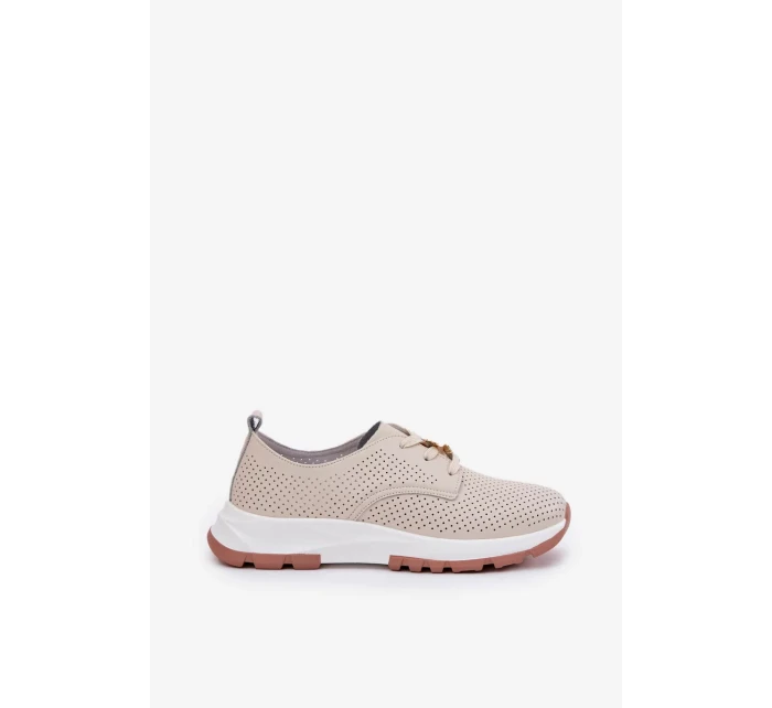 Dámské kožené polobotky s připínacím doplňkem Artiker – béžové