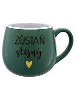 ZŮSTAŇ STEJNÝ - zelený keramický hrníček 300 ml
