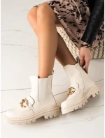 Klasické kotníčkové boty hnědé dámské na plochém podpatku Klasické kotníčkové boty hnědé dámské na plochém podpatku