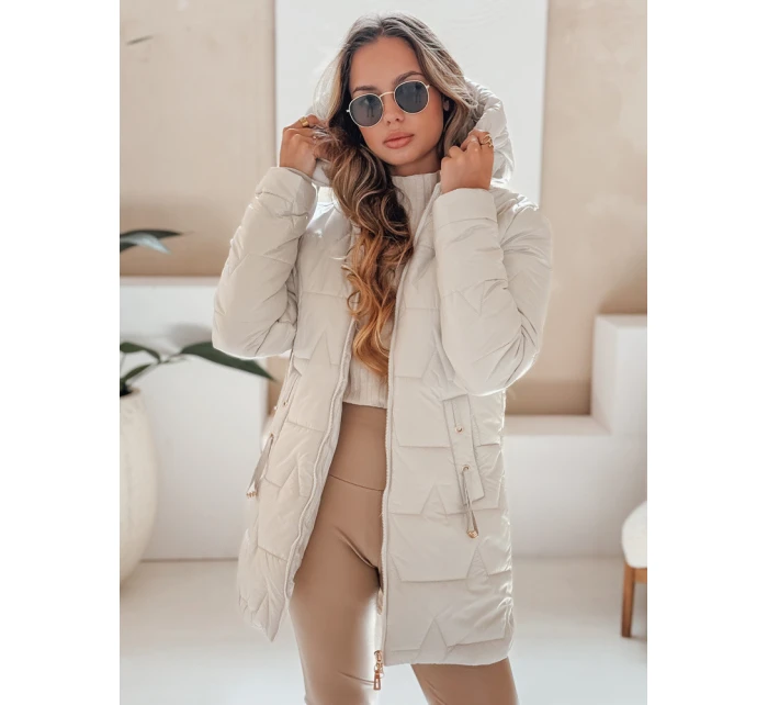 Dámská prošívaná zimní bunda s kapucí světle šedá FashionStreet TY5092 Dámská prošívaná zimní bunda s kapucí světle šedá FashionStreet TY5092