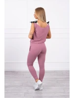 Kalhoty/oblek s nápisem selfie tmavě růžové