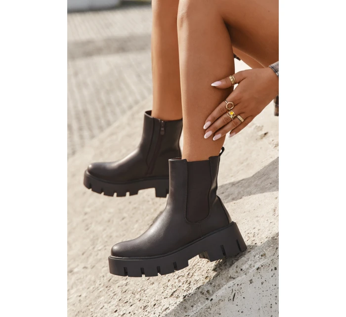 Dámské šněrovací boty teplé kůže tmavě hnědé model 21709278 - Boto Dámské šněrovací boty teplé kůže tmavě hnědé model 21709278 - Boto