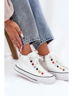 Dámské vysoké kožené trampky GOE – bílé