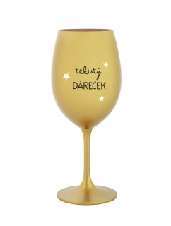 TEKUTÝ DÁREČEK - zlatá sklenice na víno 350 ml