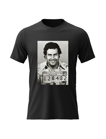 Dámské bavlněné tričko s potiskem - PABLO ESCOBAR - černé Dámské bavlněné tričko s potiskem - PABLO ESCOBAR - černé