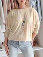 Dámská máslová halenka oversize s přívěskem LUZVIA beige FashionStreet RY2773