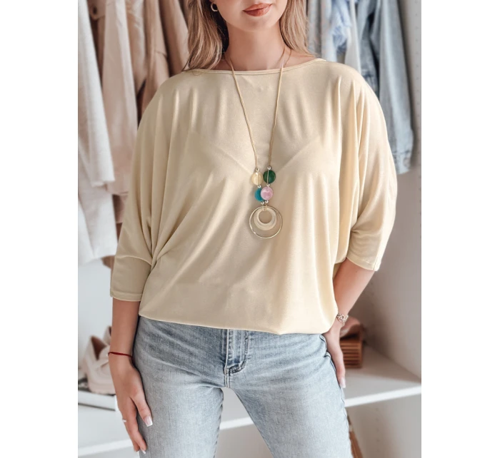 Dámská máslová halenka oversize s přívěskem LUZVIA beige FashionStreet RY2773