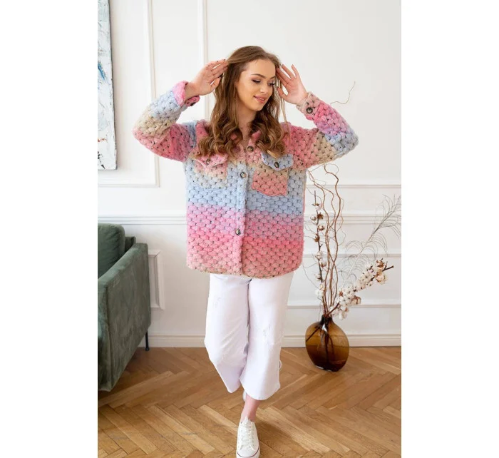 Tmavě růžová košilová dámská bunda s límcem model 16148660 - MADE IN ITALY Tmavě růžová košilová dámská bunda s límcem model 16148660 - MADE IN ITALY