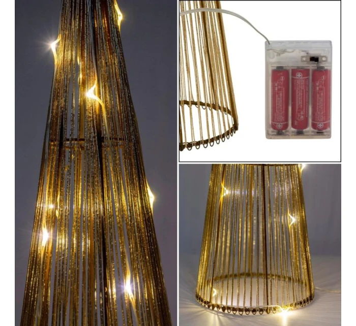 VÁNOČNÍ STROMEK DEKORATIVNÍ ZLATÝ VEDL TEPLÁ BÍLÁ 40CM